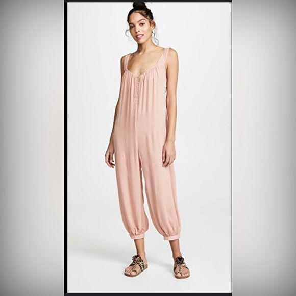 Kos Resort Sleeveless Jumpsuit Blush Sz S - Picture 1 of 9
